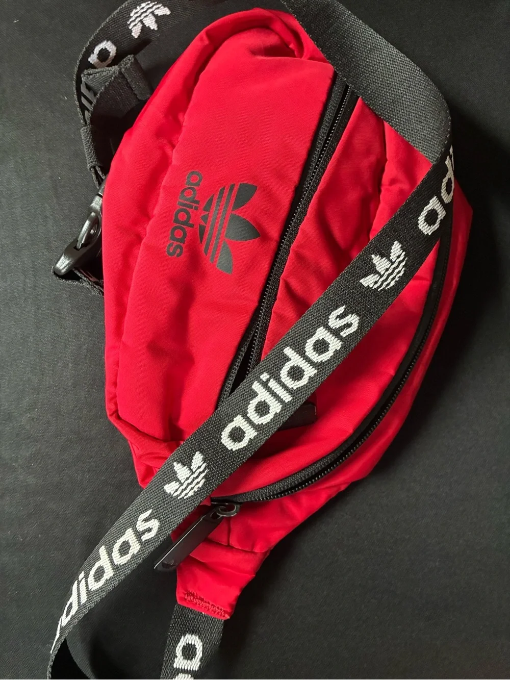 adidas Red Trefoil Waist Bag with Black Accents